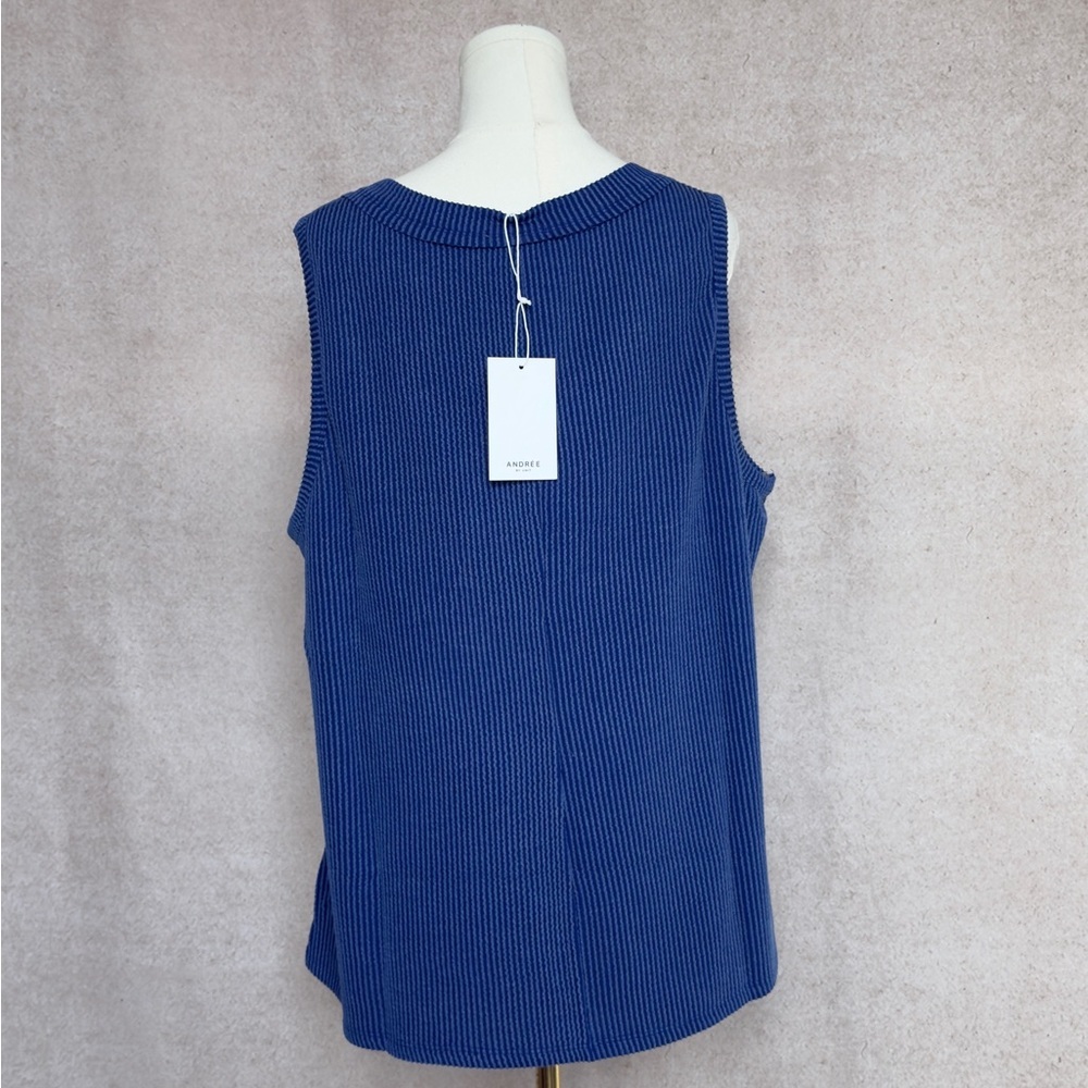 ANDREE BY UNIT Rich Cobalt Royal Blue Knit Tank Top A Versatile Closet Staple - Picture 5 of 8